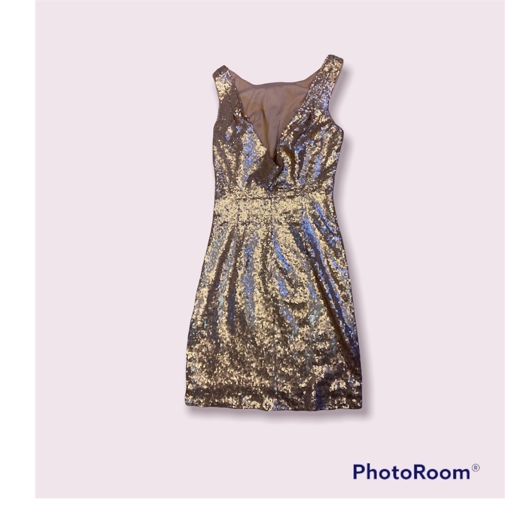 Lulus Sequin Dress New Years Party Sleeveless Rose Gold Bronze Slouch Back S - Picture 3 of 10
